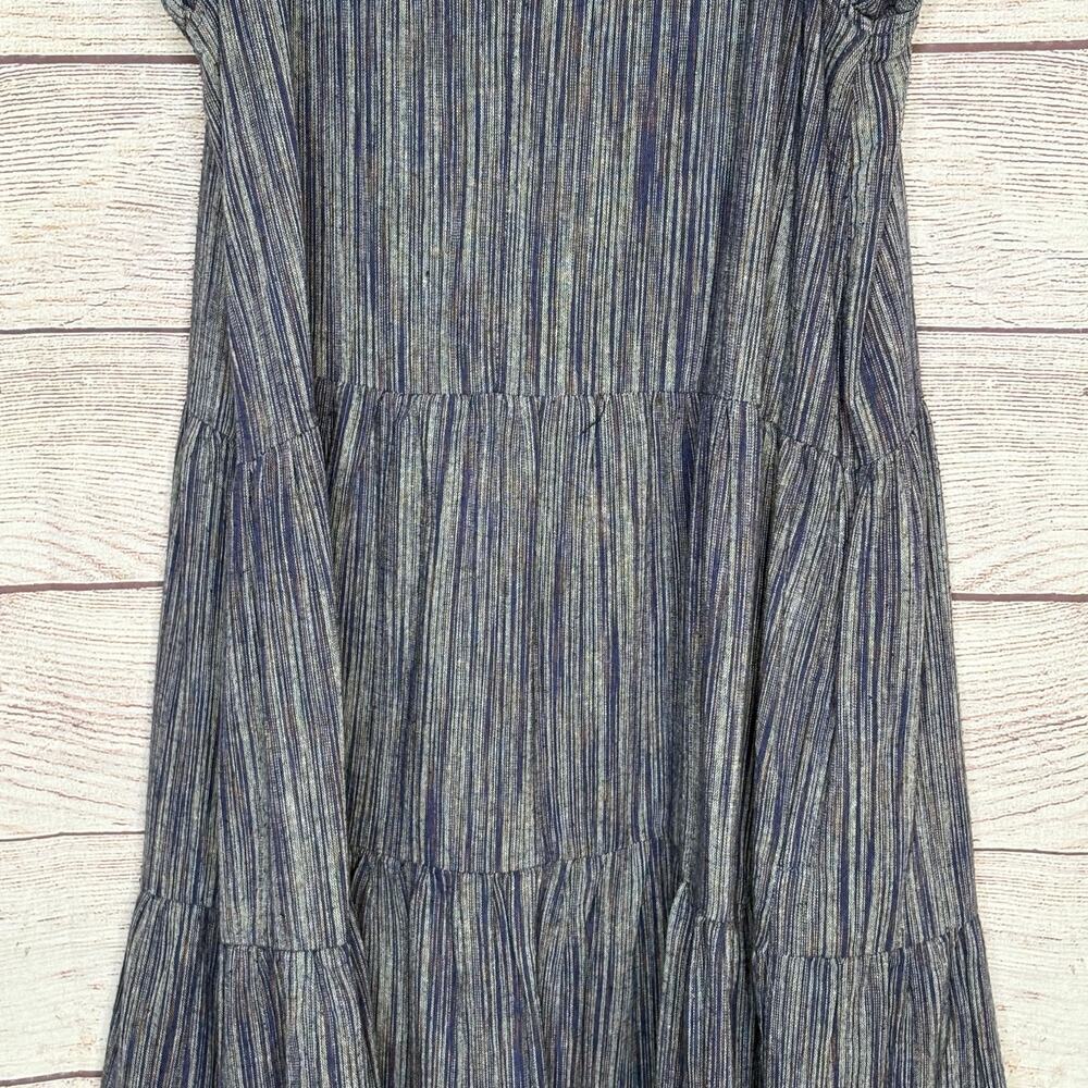 Pinch Cotton Linen Blend Tiered Blue Ruffle Midi Dress Sz s Prairie - Picture 8 of 14